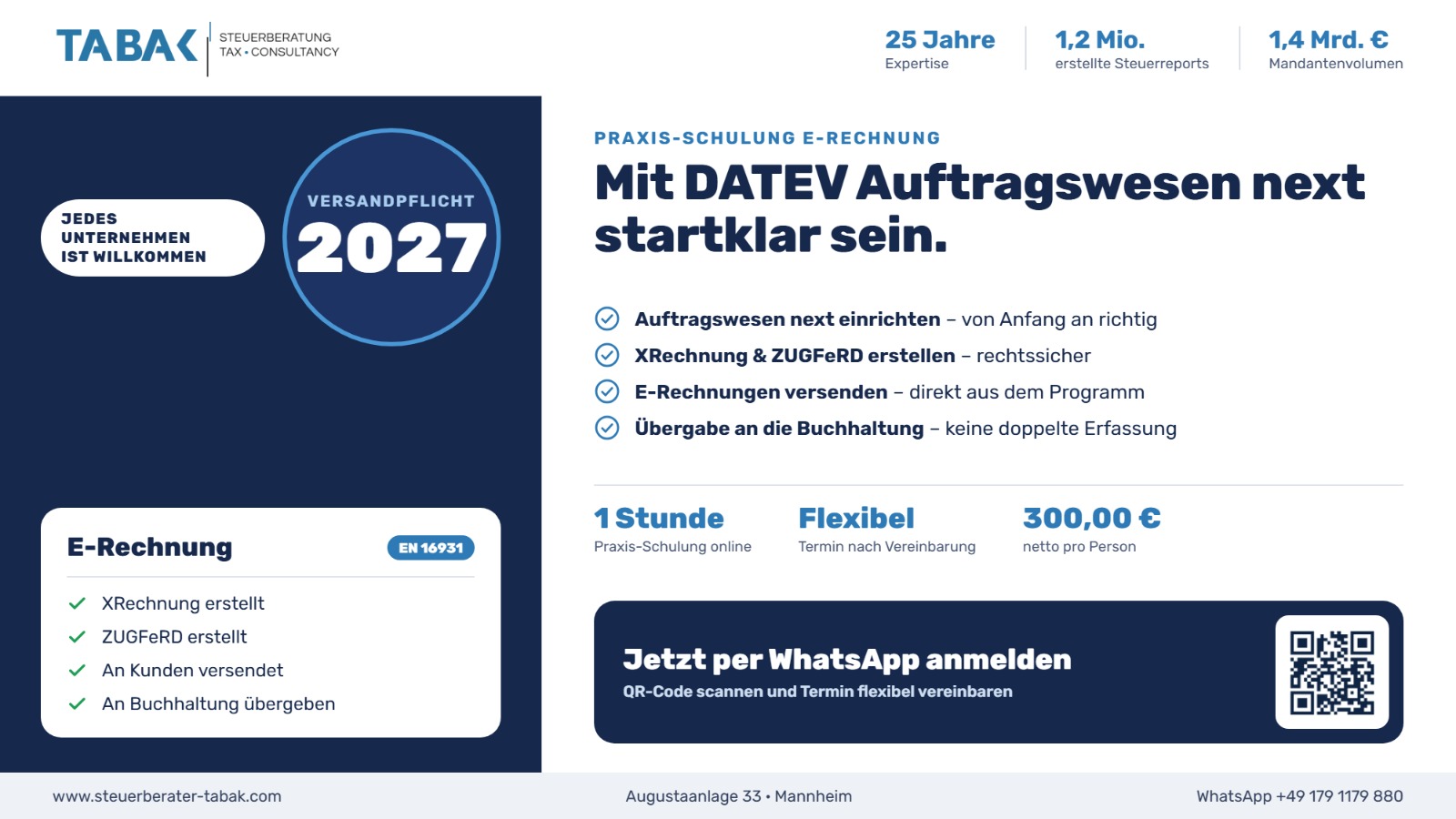 E-Rechnung mit DATEV Auftragswesen next erstellen und versenden
